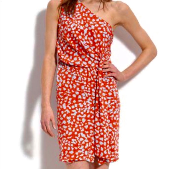 Agantha DVF one shoulder dress blue print size 4 - Picture 1 of 6